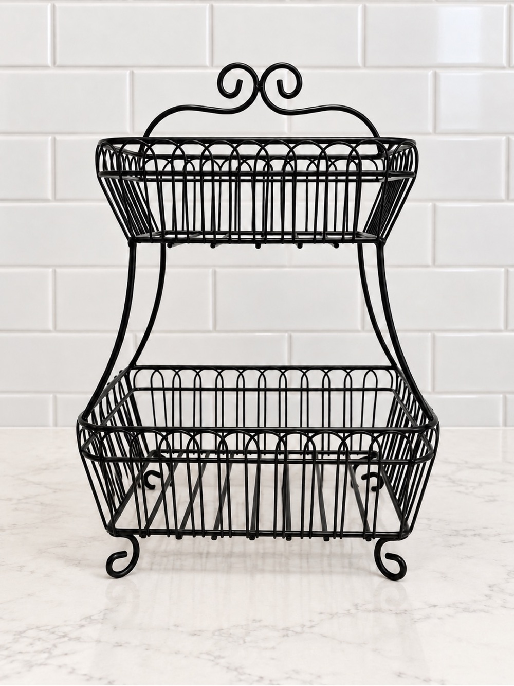 Two-Tier Black Wire Display Basket